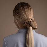 girl wearing elegant Brown Corduroy Scrunchie