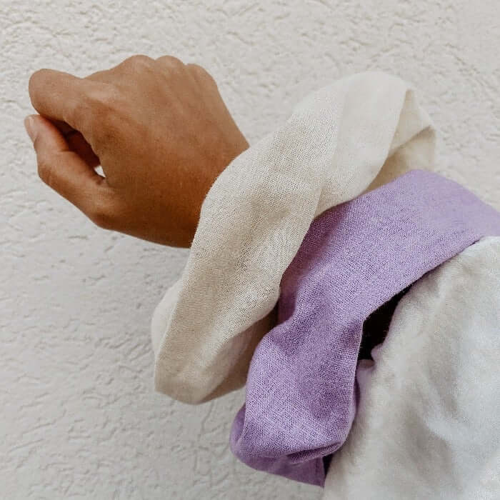 
                  
                    Arm Candy by SULTANY - creamy linen and lavender linen scrunchie by SULTANY
                  
                