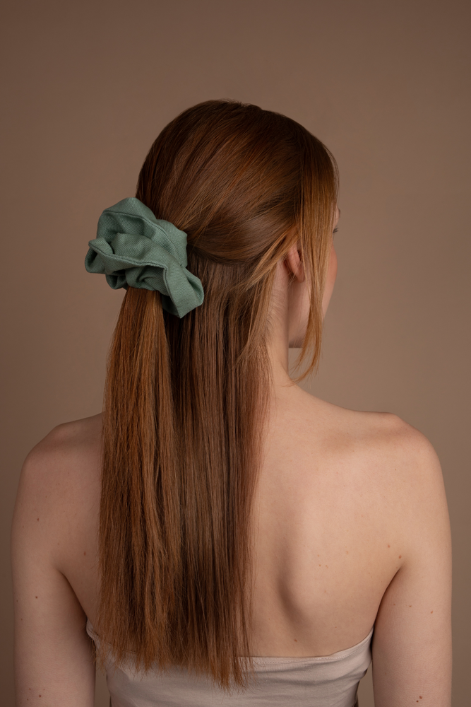 
                  
                    basil cotton scrunchie on red haired girl
                  
                
